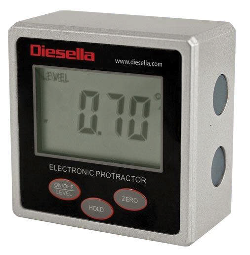 Diesella digital vinkelmåler 50x50mm ±180° x 0,1° IP54 Magneter på 3 sider