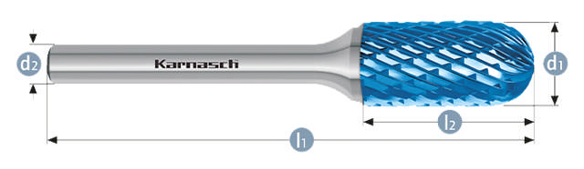 Karnasch HM Rotorfræser Bluetec Form C Ø8x20 HP3 6mm Skaft