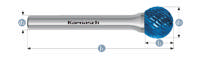 Karnasch HM Rotorfræser Bluetec Form D Ø6x5,7 HP3 6mm Skaft
