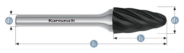 Karnasch HM Rotorfræser Blacktec Form F Ø10x20 HP7 ALU 6mm Skaft