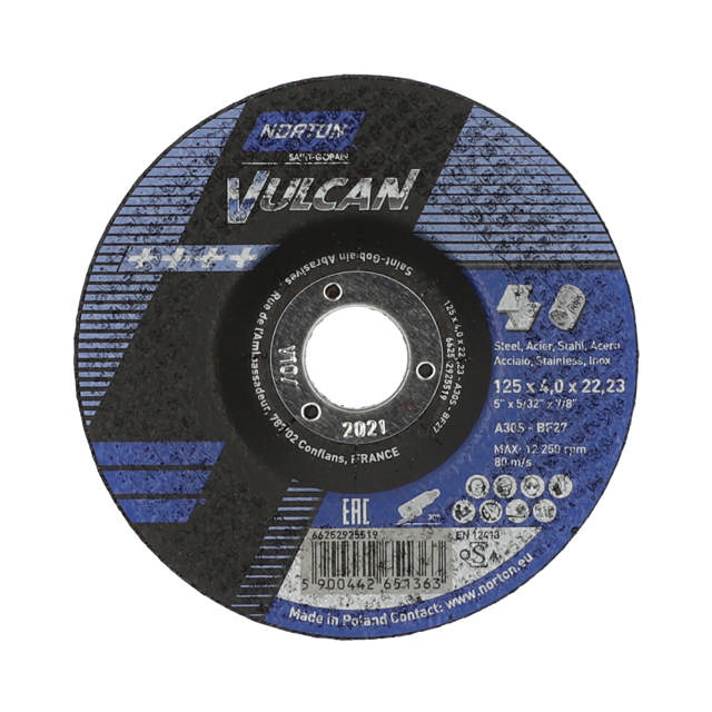 Norton Skrubskive 125x4,0x22.23 A30S Vulcan INOX Forsat