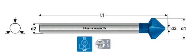 Karnasch Lang Sænker 20,5x115mm HSSXE Blue Tec