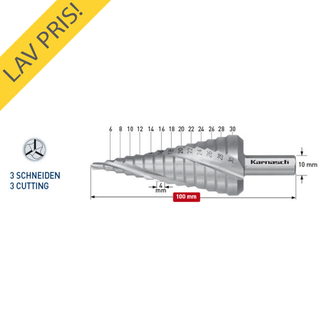 Karnasch Trinbor 4,0-20,0mm 2,0mm stign. 3 Skærs. HSSXE Restsalg