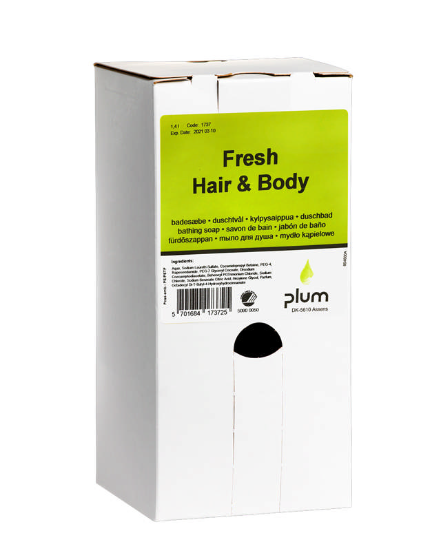 Plum badesæbe Fresh Hair & Body 1,4Liter bag-in-box